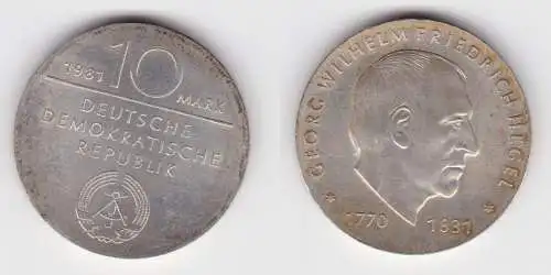 DDR Gedenk Münze 10 Mark Georg Wilhelm Friedrich Hegel Silber Stgl. (140699)