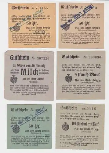 6 verschiedene Gutscheine für Milch und Kohle der Stadt Leipzig (137459)