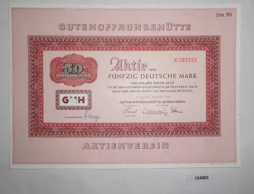 50 Mark Aktie Gutehoffnungshütte Aktienverein Nürnberg April 1975 (124083)