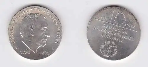 DDR Gedenk Münze 10 Mark Georg Wilhelm Friedrich Hegel Silber Stgl. (129710)