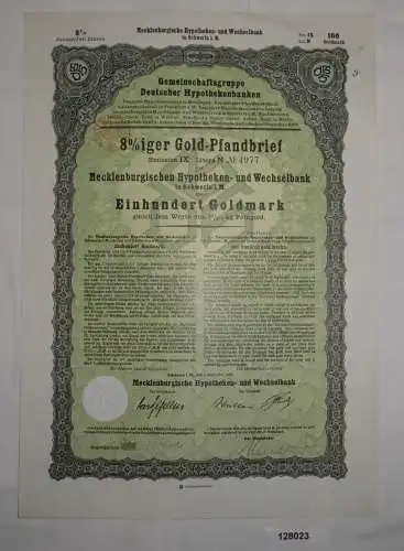 100 Goldmark Pfandbrief Mecklenburgische Hypotheken- & Wechselbank 1928 (128023)