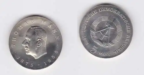 DDR Gedenk Münze 5 Mark Thomas Mann 1975 Stempelglanz (128810)