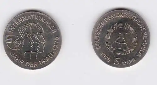 DDR Gedenk Münze 5 Mark Internationales Jahr der Frau 1975 Stempelglanz (128651)