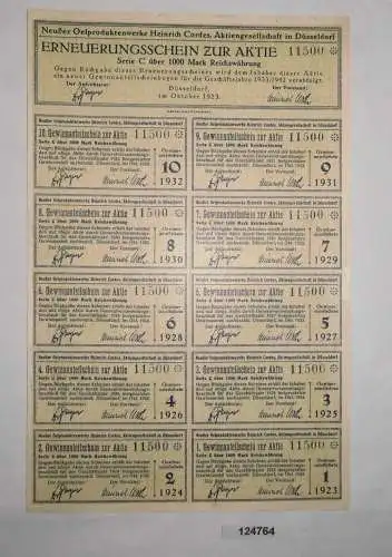 1000 Mark Erneuerungsschein Neußer Oelproduktenwerke Heinrich Cordes (124764)