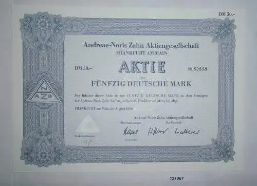 50 Mark Aktie Andreae-Noris Zahn AG Frankfurt am Main August 1986 (127067)