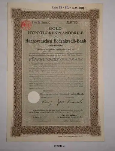 500 Goldmark Pfandbrief Hannoversche Bodenkredit-Bank Hildesheim 1930 (128709)