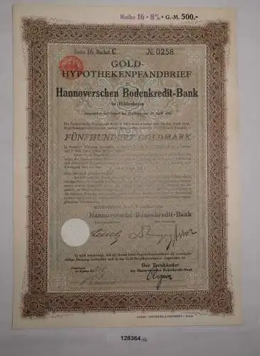 500 Goldmark Pfandbrief Hannoversche Bodenkredit-Bank Hildesheim 1928 (128364)
