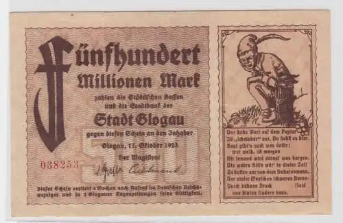 500 Millionen Mark Banknote Stadtbank Glogau 11.10.1923 (135958)