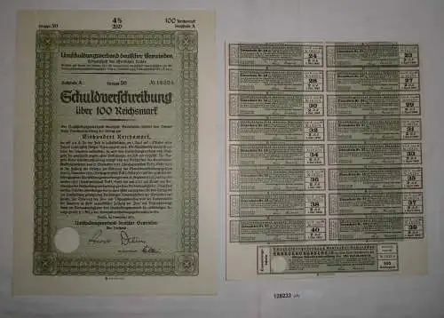 100 Reichsmark Umschuldungsverband deutscher Gemeinden Berlin 1933 (128233)