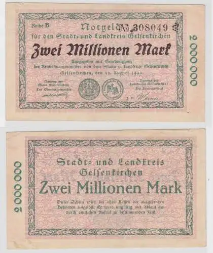 2 Millionen Mark Banknote Stadt- & Landkreis Gelsenkirchen 22.8.1923 (135716)