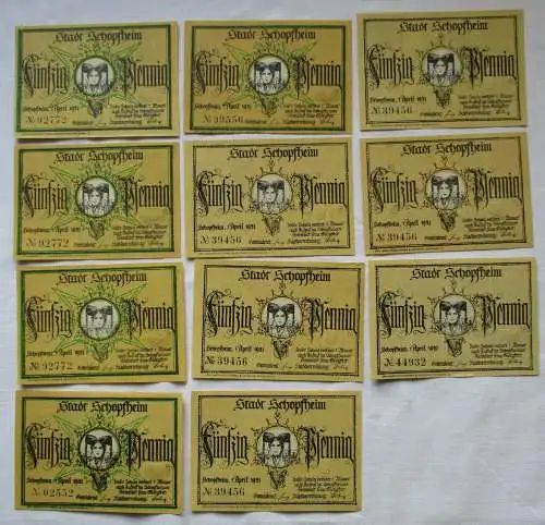10 Banknoten Notgeld Stadt Schopfheim 1.April 1921 (100553)