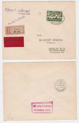 21037 seltener R-Brief Danzig 17.5.1922 Michel 71 als Luftpost