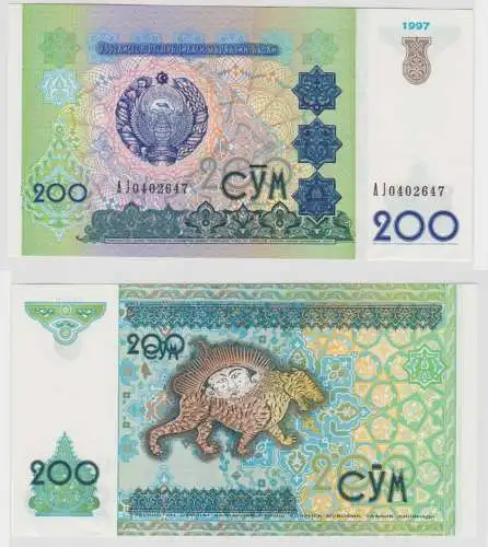 200 Sum Banknote Usbekistan 1997 fast kassenfrisch Pick 80 (138160)
