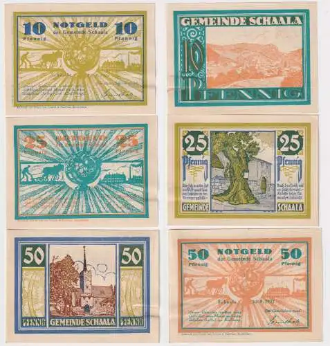 3 Banknoten Notgeld der Gemeinde Schaala 1921 (152390)