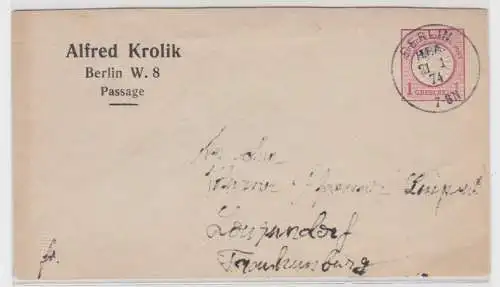 06701 DR Ganzsachen Umschlag Brustschild 1 Groschen Krolig Berlin 1874