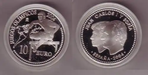 10 Euro Silber Münze Spanien Olympiade Athen Hürdenlauf 2004 PP (103649)