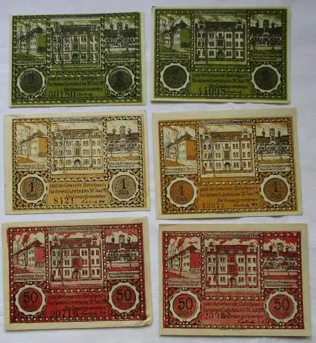 6 Banknoten Notgeld Gemeinde Bielschowitz 30.06.1921 (1 Mark Reihe VI) (124601)