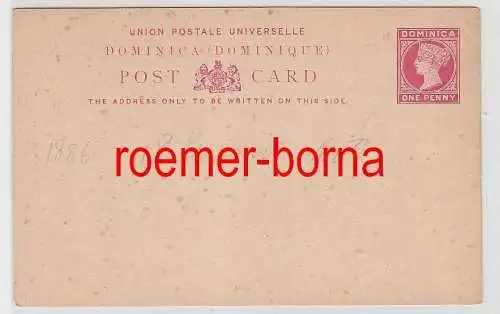 75167 seltene Ganzsachen Postkarte Dominica (Dominique) 1 Penny rot 1886