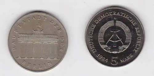 DDR Gedenk Münze 5 Mark Brandenburger Tor 1984 Stempelglanz (130812)