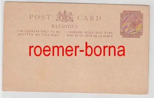 75173 seltene Ganzsachen Postkarte Mauritius 2 Cents Braun um 1900
