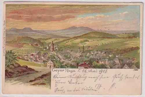 14645 AK Geyer im Erzgebirge Totalansicht 1906, Verlag Otto Stopp Buchhandlung