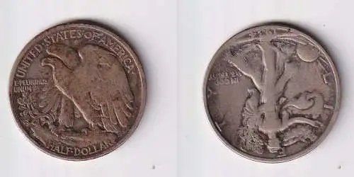 1/2 Dollar Silber Münze USA 1934 s/ss (139605)
