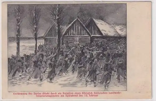 900380 AK Erstürmung des Dorfes Glinki durch kgl. sächs. Landwehr-Infanterieregt