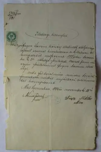 50 Kronen Dokument k.u.k. Monarchie Ungarn Budapest 1894 m. Übersetzung (106144)
