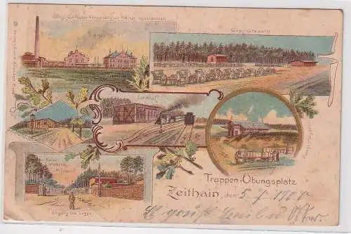 906839 AK Truppen-Übungsplatz Zeithain Geschützpark Bahnhof Pulver-Magazin 1900