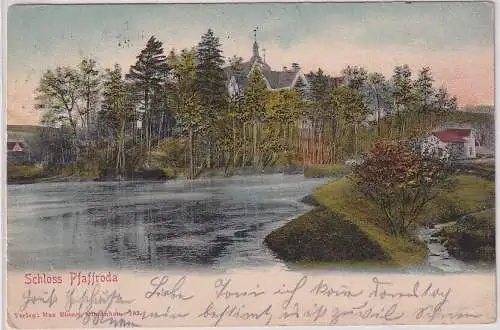 73372 AK Schloss Pfaffroda mit Teichpartie, Verlag Max Einert Olbernhau