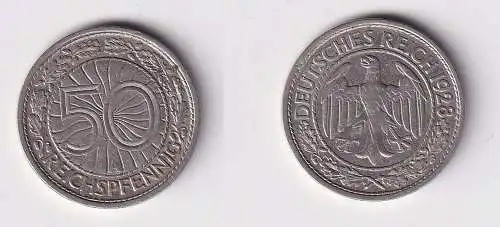 50 Pfennig Nickel Münze Weimarer Republik 1928 A ss+ (104504)