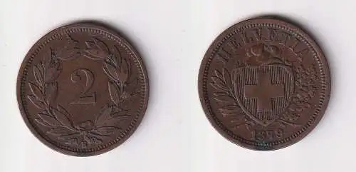 2 Rappen Kupfer Münze Schweiz 1879 B ss (118818)