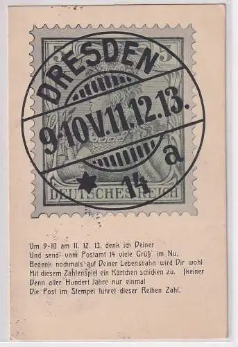 903419 Ak Datumsspielerei 9-10 Uhr 11.12.13 Postamt 14 Dresden 1913