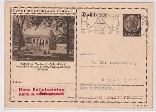 97072 Ganzsache Lernt Deutschland kennen! Bad Orb im Spessart 1937