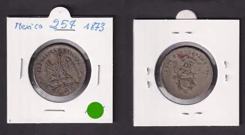 25 Centavos Silber Münze Mexiko Zacatecas City 1873 (153243)