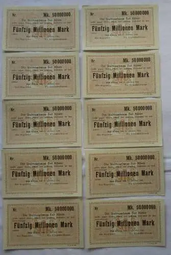 10 Banknoten 50 Millionen Mark Stadtsparkasse Bad Kösen 1923 (168185)