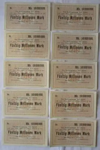 10 Banknoten 50 Millionen Mark Stadtsparkasse Bad Kösen 1923 (165655)