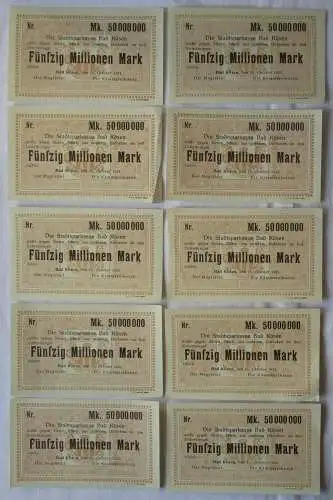 10 Banknoten 50 Millionen Mark Stadtsparkasse Bad Kösen 1923 (162450)