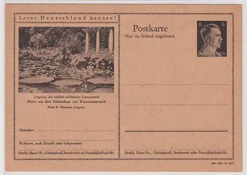 89939 Ganzsache Lernt Deutschland kennen! Liegnitz Palmenhain Schlesien um 1935