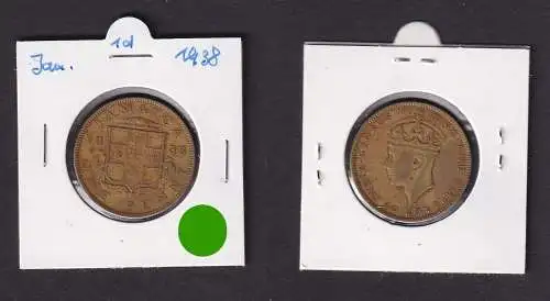 1 Penny Messing Münze Jamaika Jamaica Georg VI. 1938 (151806)