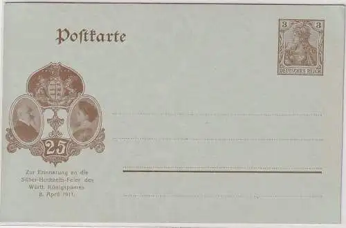 35628 DR Germania Ganzsache Silberhochzeit Württemberg Königspaar 8. April 1911