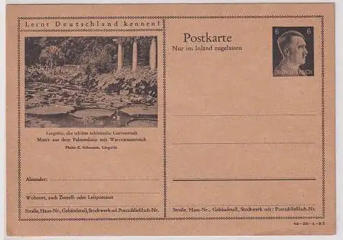908507 Ganzsache Lernt Deutschland kennen! Liegnitz Palmenhain Schlesien um 1935