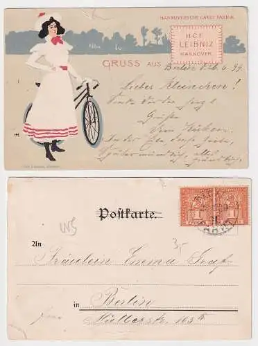 66791 Reklame AK Gruss aus Hannoversche Cakes-Fabrik HCF Leibniz Hannover 1899