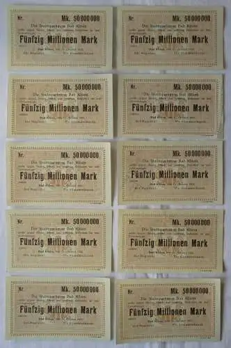 10 Banknoten 50 Millionen Mark Stadtsparkasse Bad Kösen 1923 (167561)