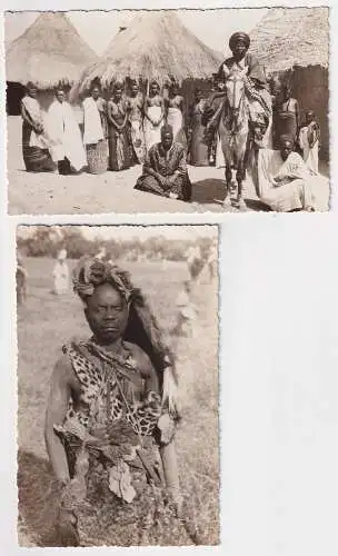 35673 AK 2x Afrika - Eingeborenen Dorf mit Hütten Zulu? um 1930