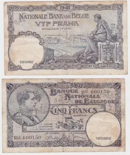 5 Franc Banknote Belgien 05.04.1938 (131839)