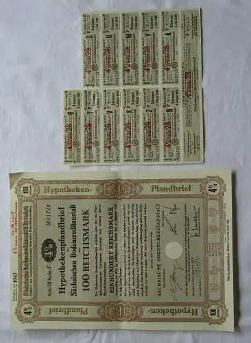 100 RM Schuldverschreibung Sächsische Bodencreditanstalt Dresden 1940 (150569)