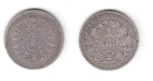 1 Mark Silber Münze Deutschland Kaiserreich 1878 J Jäger Nr.9 (115948)