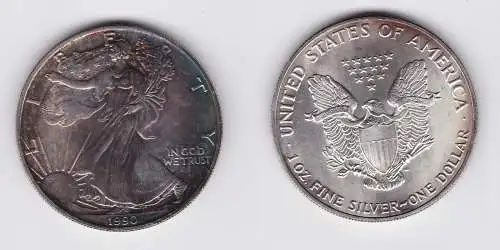 1 Dollar Silber Münze Silver Eagle USA 1990 1 Unze Feinsilber (130220)