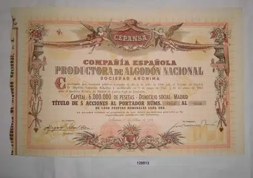 1000 Pesetas Aktie Compania Espanola Productora de Algodón Nacional (128813)